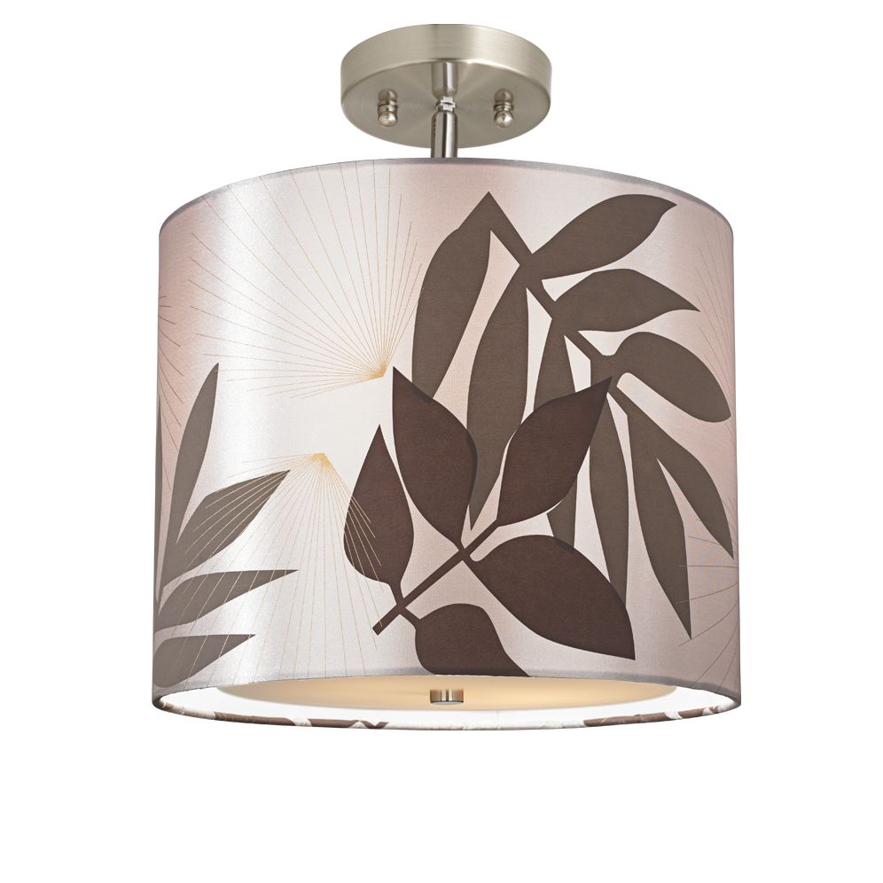 Satin Leaves 13 1/2" Wide Brushed Steel Ceiling Light