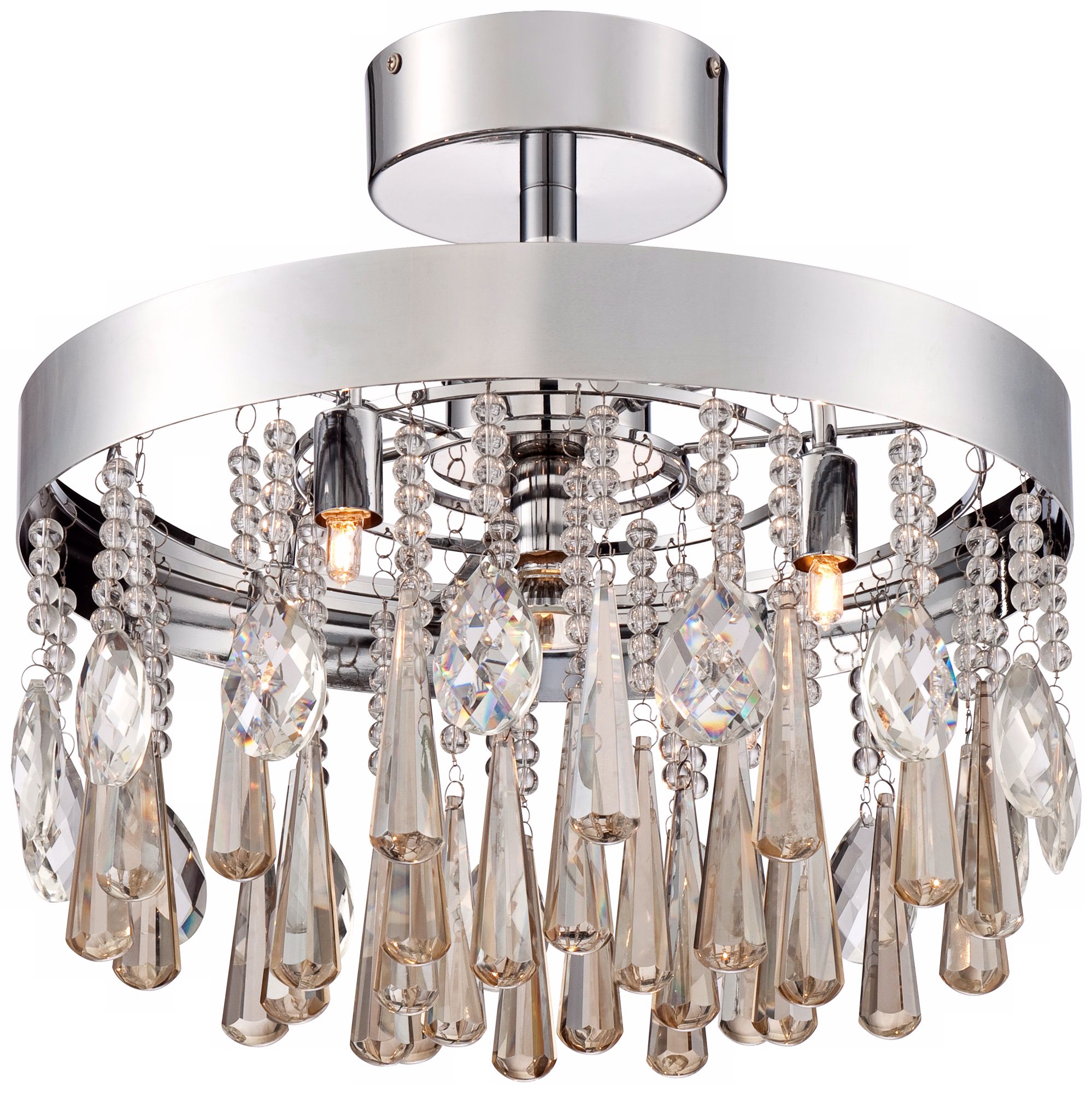 Cognac Crystal 5-Light 15 3/4" Wide Chrome Ceiling Light