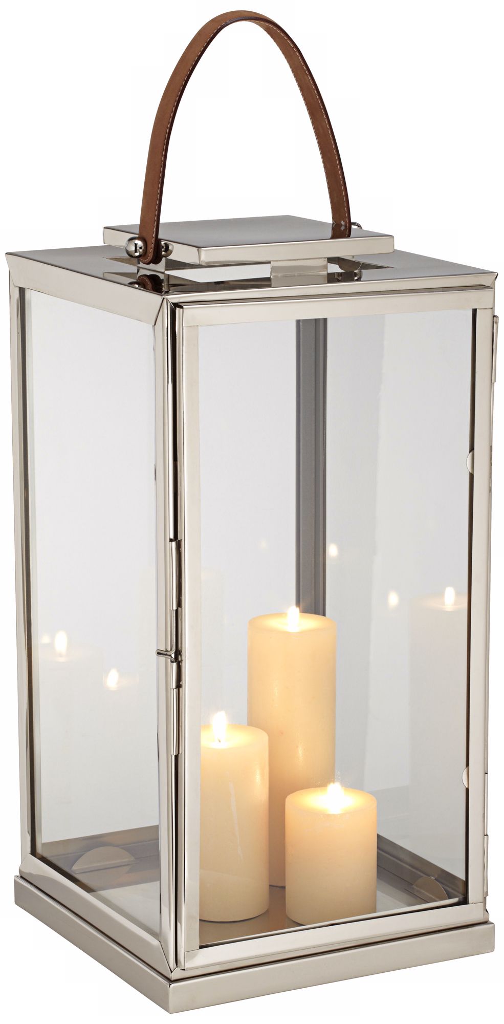 Medium Steel Lantern With Leather Handle
