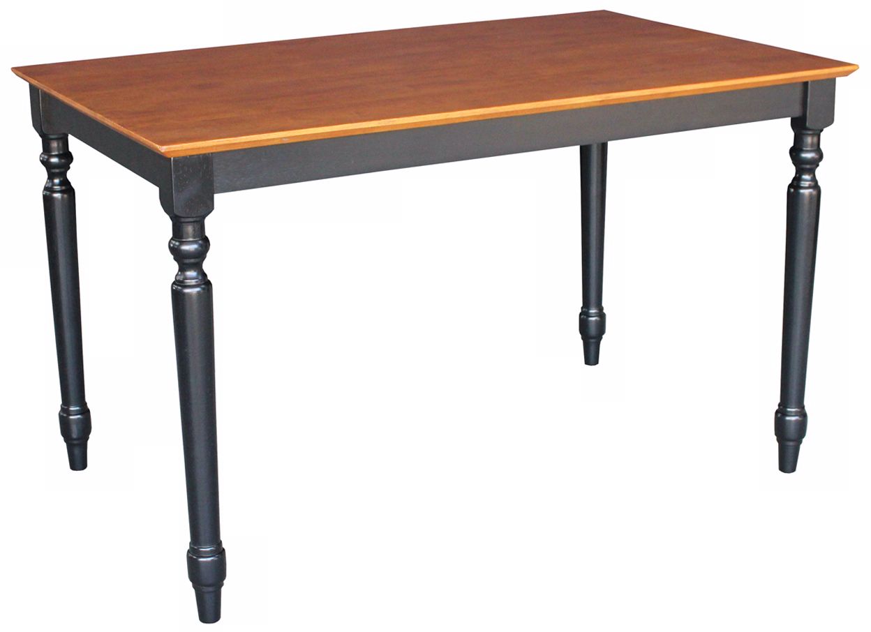 Solid Wood 48" Wide Turned Leg Black and Cherry Wood Table