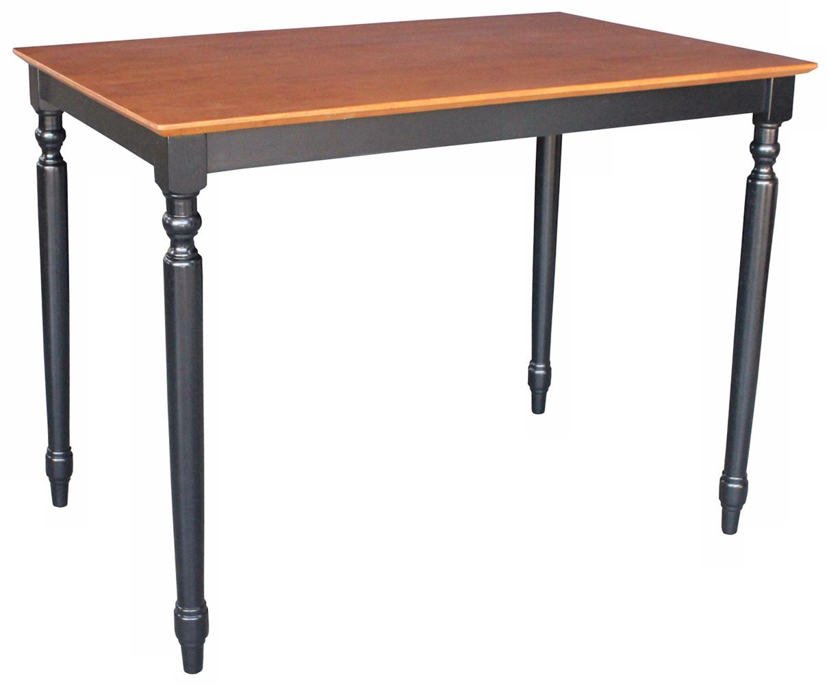 Rectangular 36" High Turned Leg Black and Cherry Wood Table