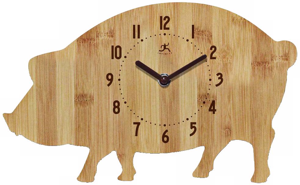 Pork Chop Pig Bamboo Kitchen Wall Clock