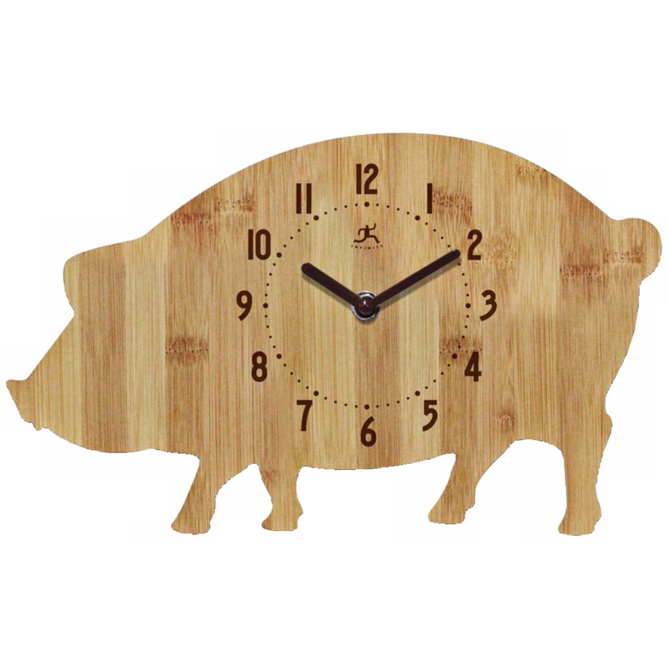 Pork Chop Pig Bamboo Kitchen Wall Clock   #Y6259