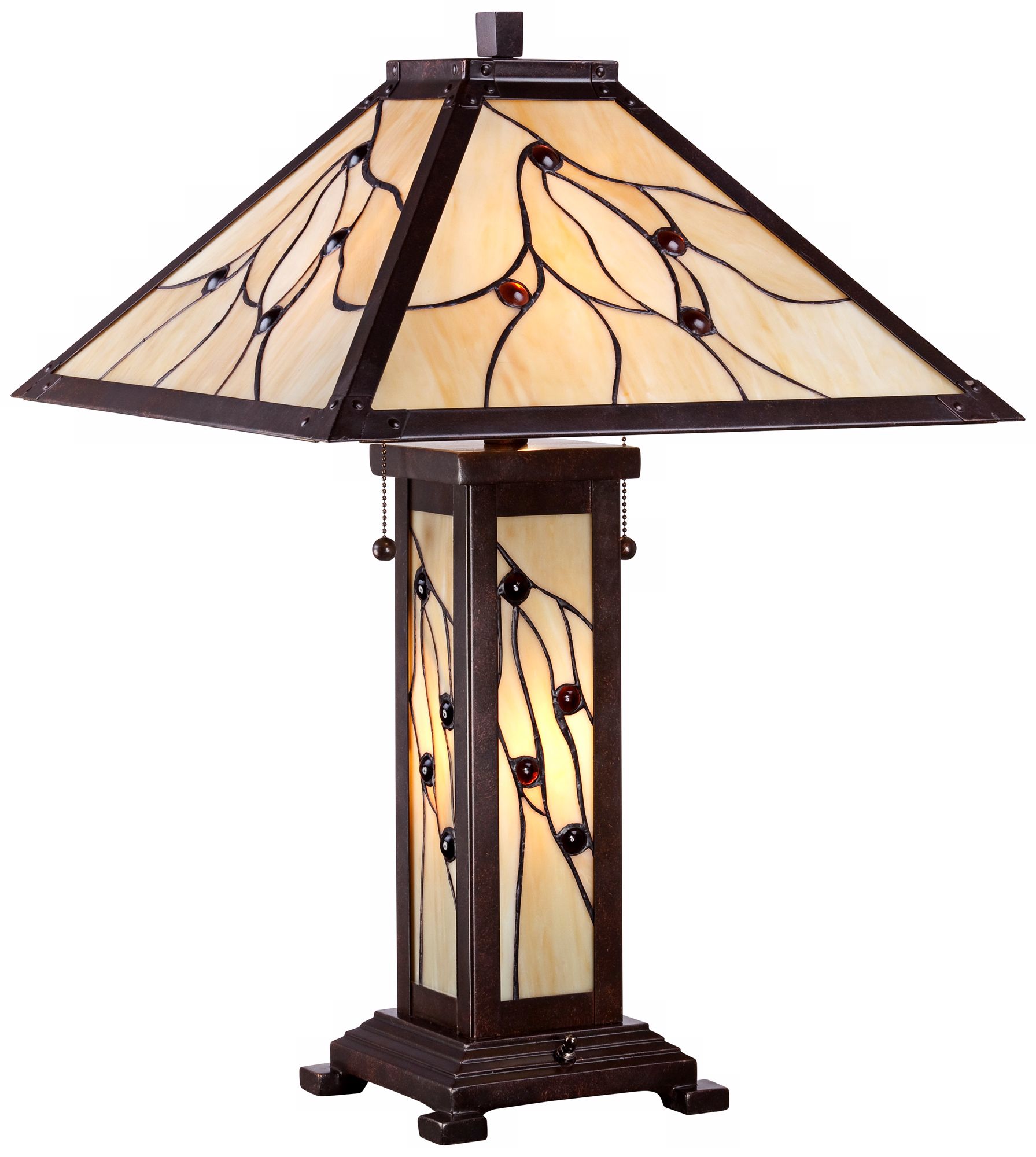 Twigs and Berries Golden Art Glass Table Lamp