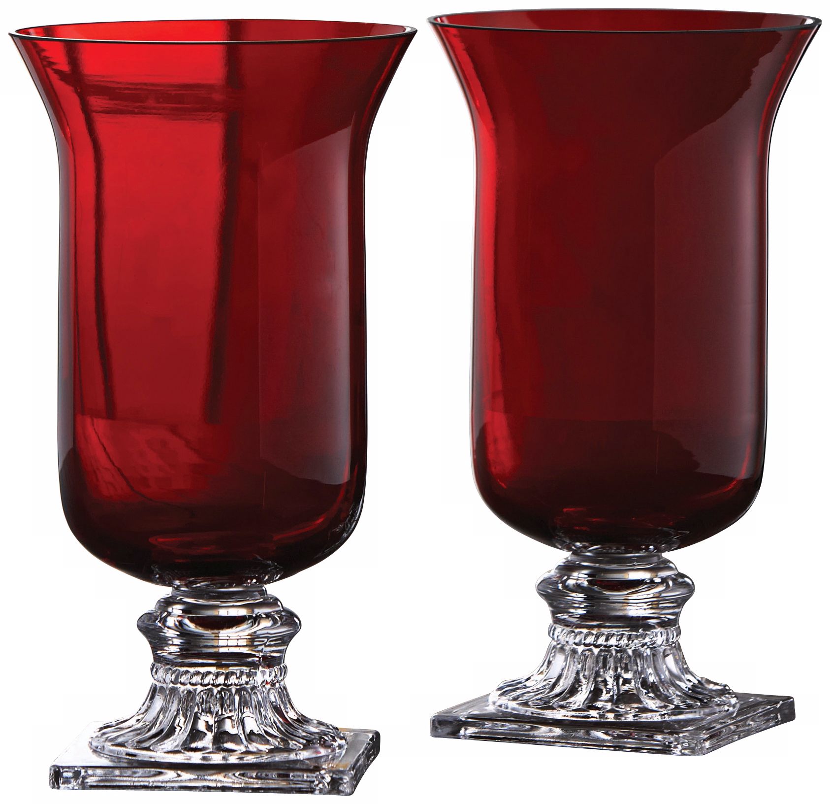 Monaco Collection Set of 2 Red Glass Hurricanes