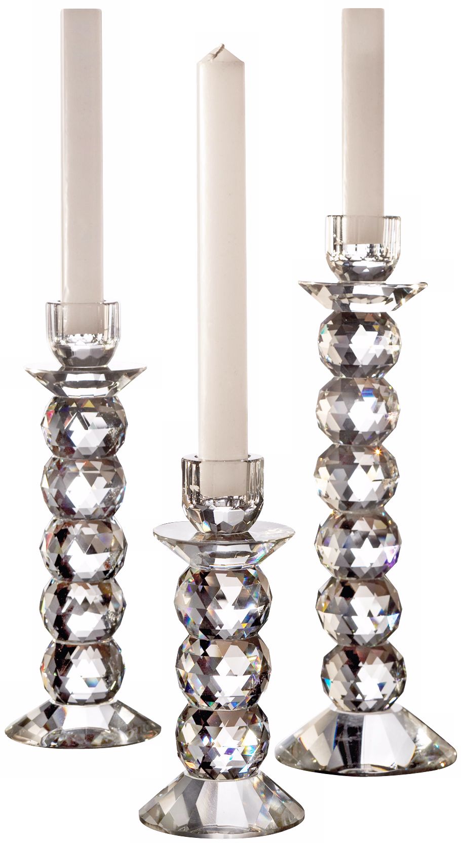 Set of 3 Prism Crystal Candle Holders