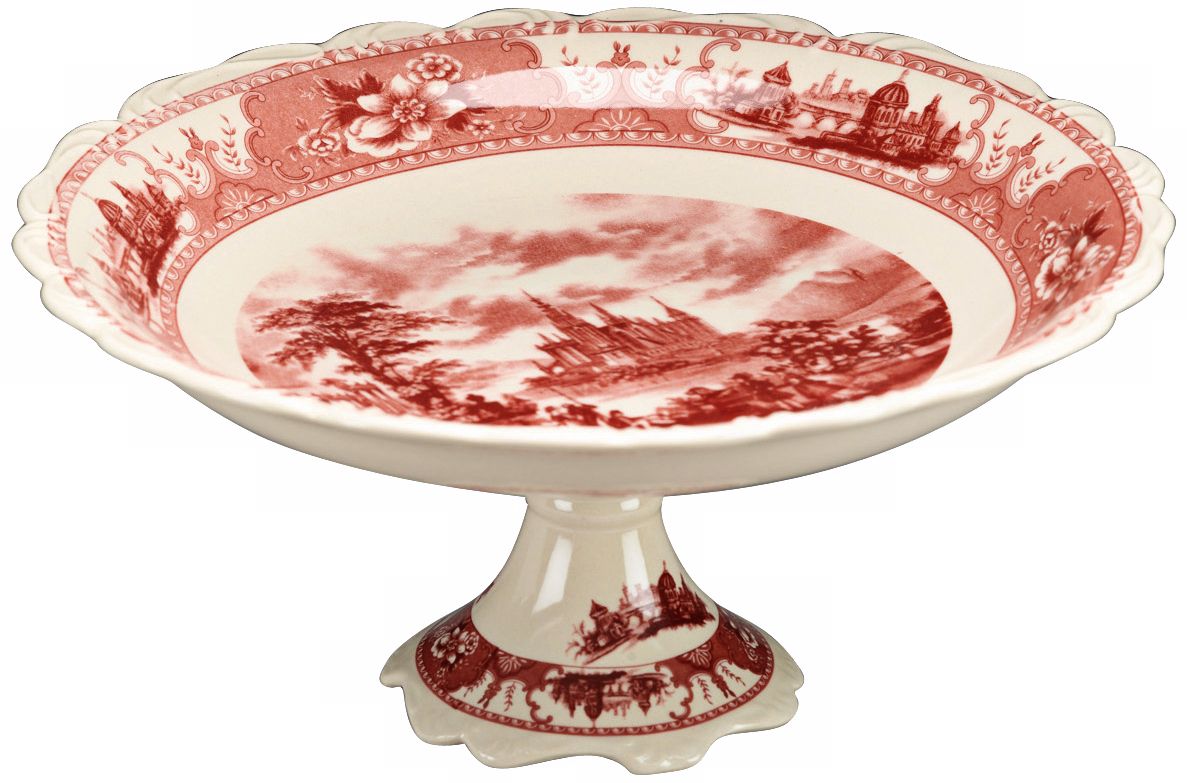 Red Porcelain Compote Dish