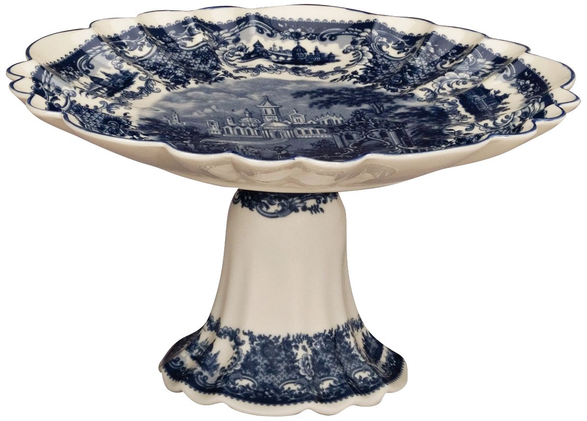 Blue Porcelain Pedestal Tray