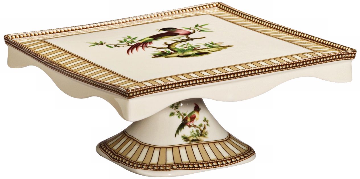 Square Bird Porcelain Cake Stand