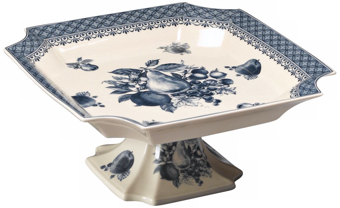 Blue Porcelain Square Pedestal Tray
