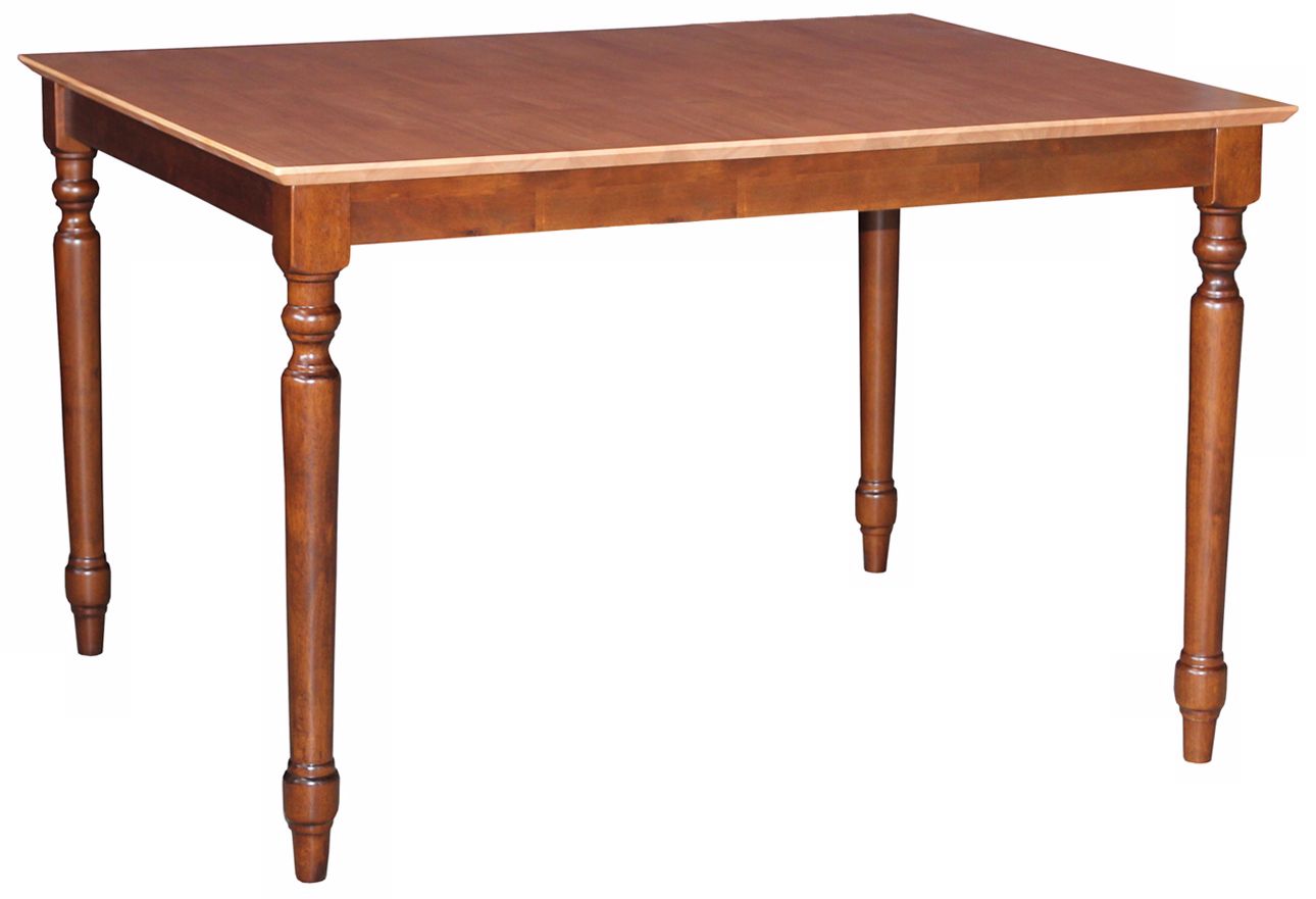 Solid Wood 48" Wide Turned Leg Cinnamon Table