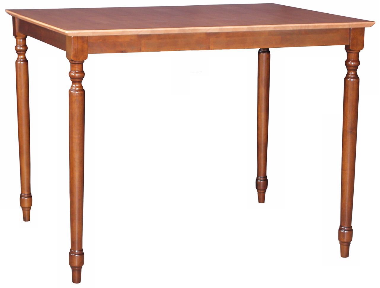 Solid Wood 36" High Turned Leg Rectangular Cinnamon Table