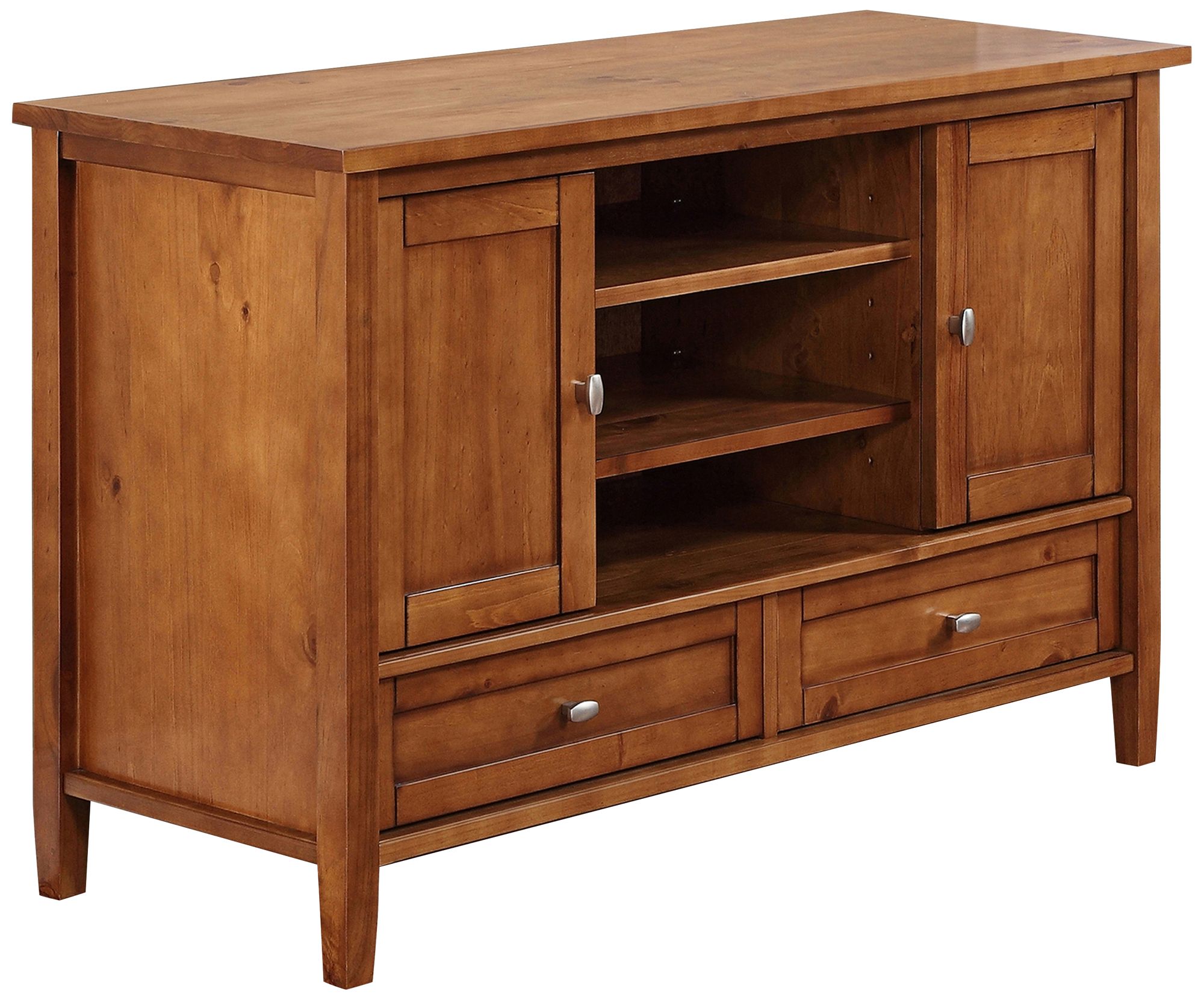 Warm Shaker Honey Brown Wood TV Stand
