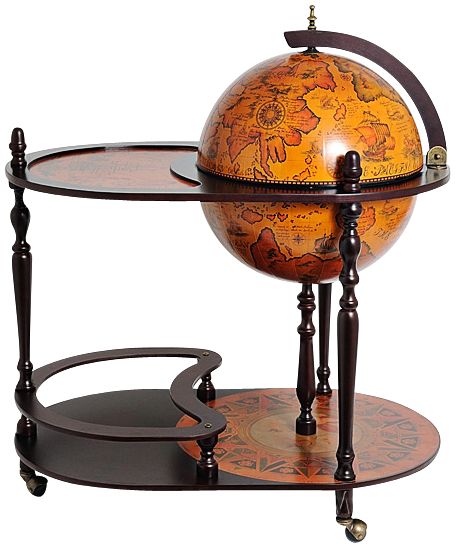 Mahogany Red Globe Drink Trolley