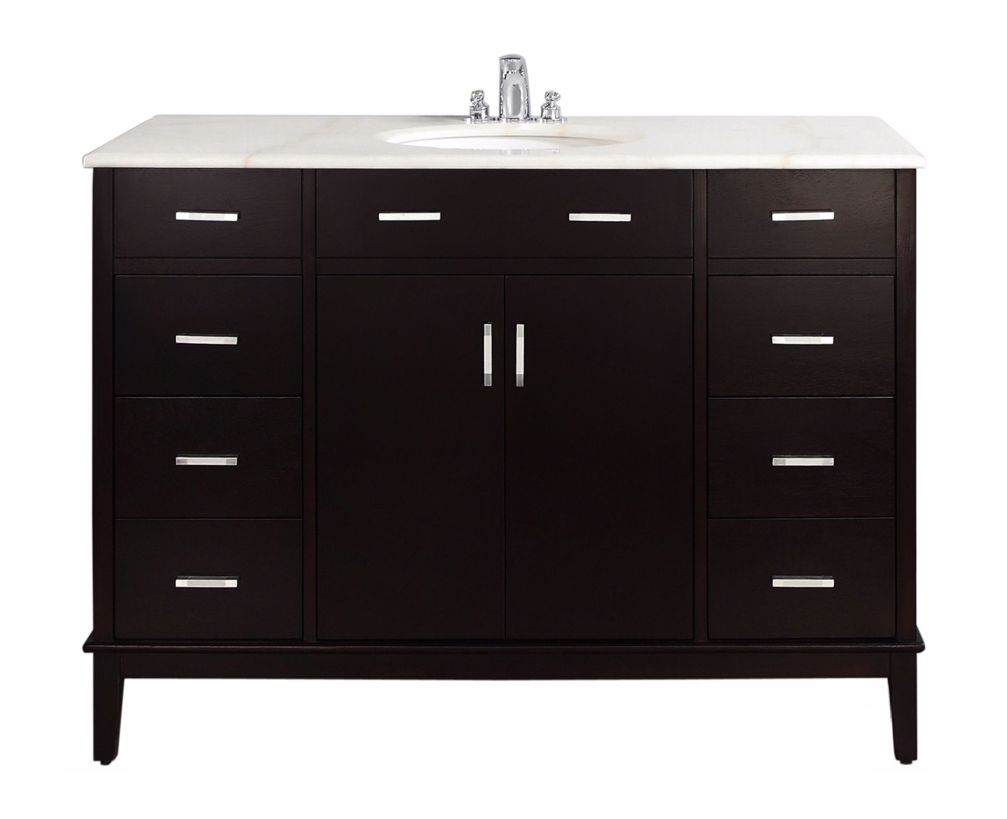 Urban Loft Espresso Wood 48" White Marble Top Sink Vanity