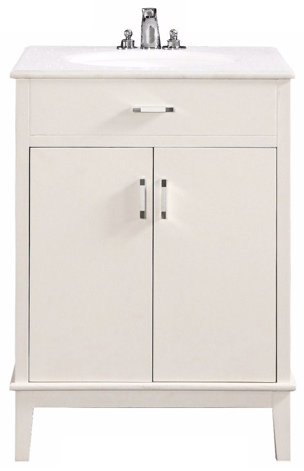 Urban Loft 24" Wide White Single Sink Vanity
