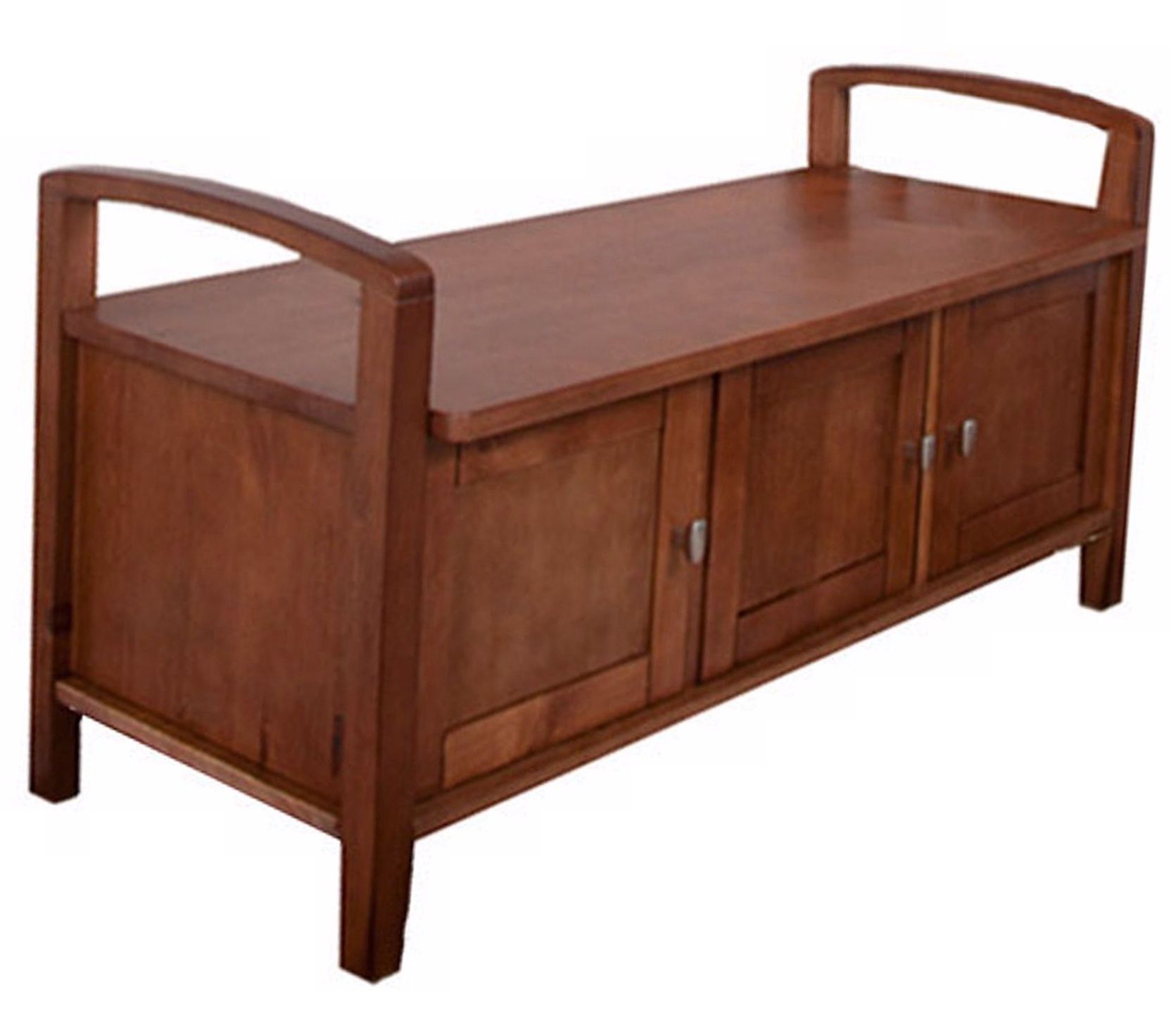 Warm Shaker Honey Brown Wood Entryway Bench