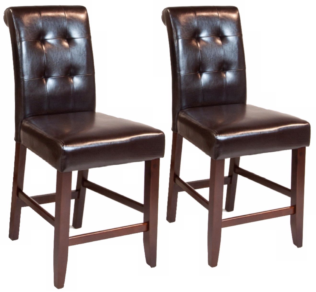 Set of 2 Cosmopolitan Tufted Espresso Counter Stools