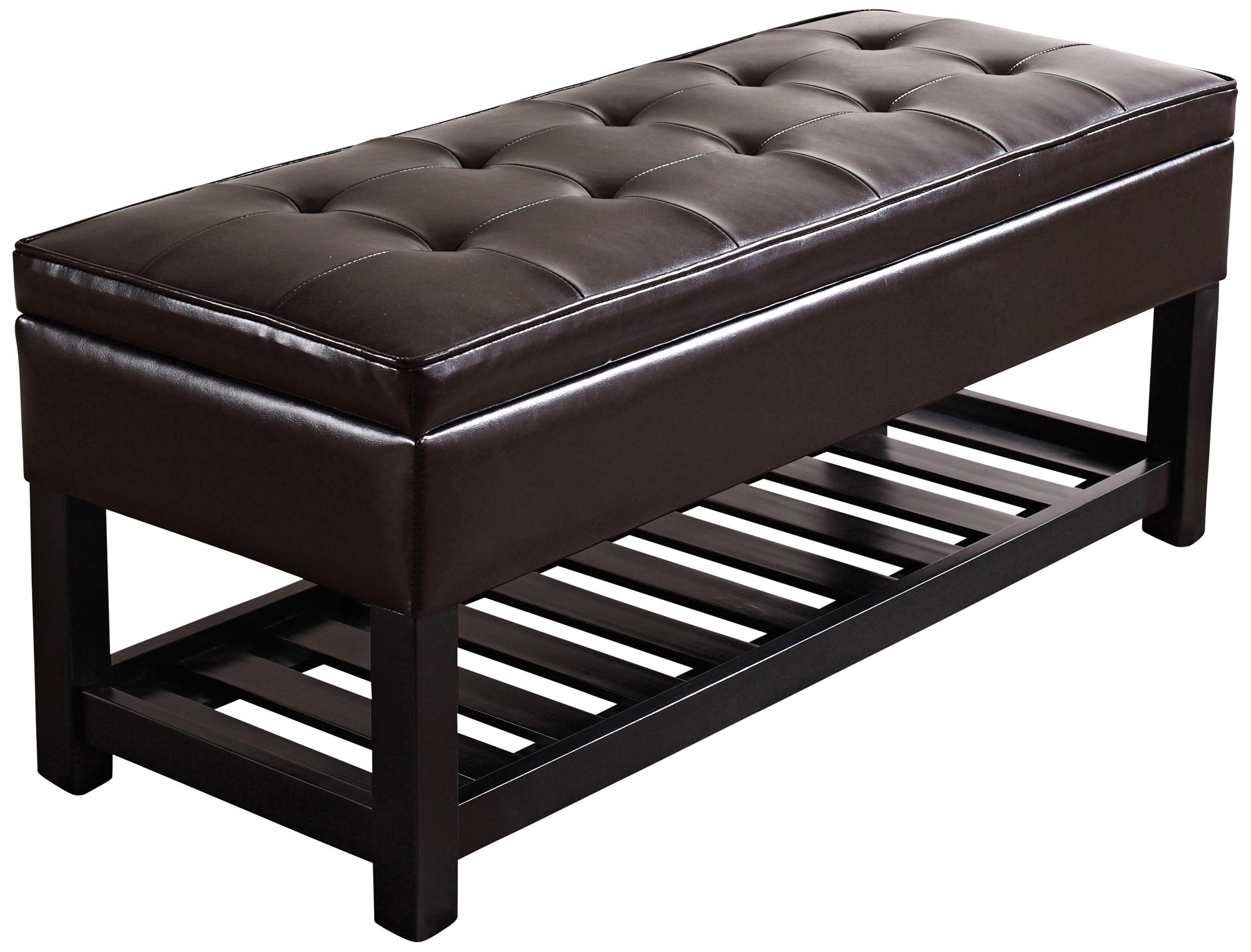 Cosmopolitan Brown Faux Leather Storage Ottoman