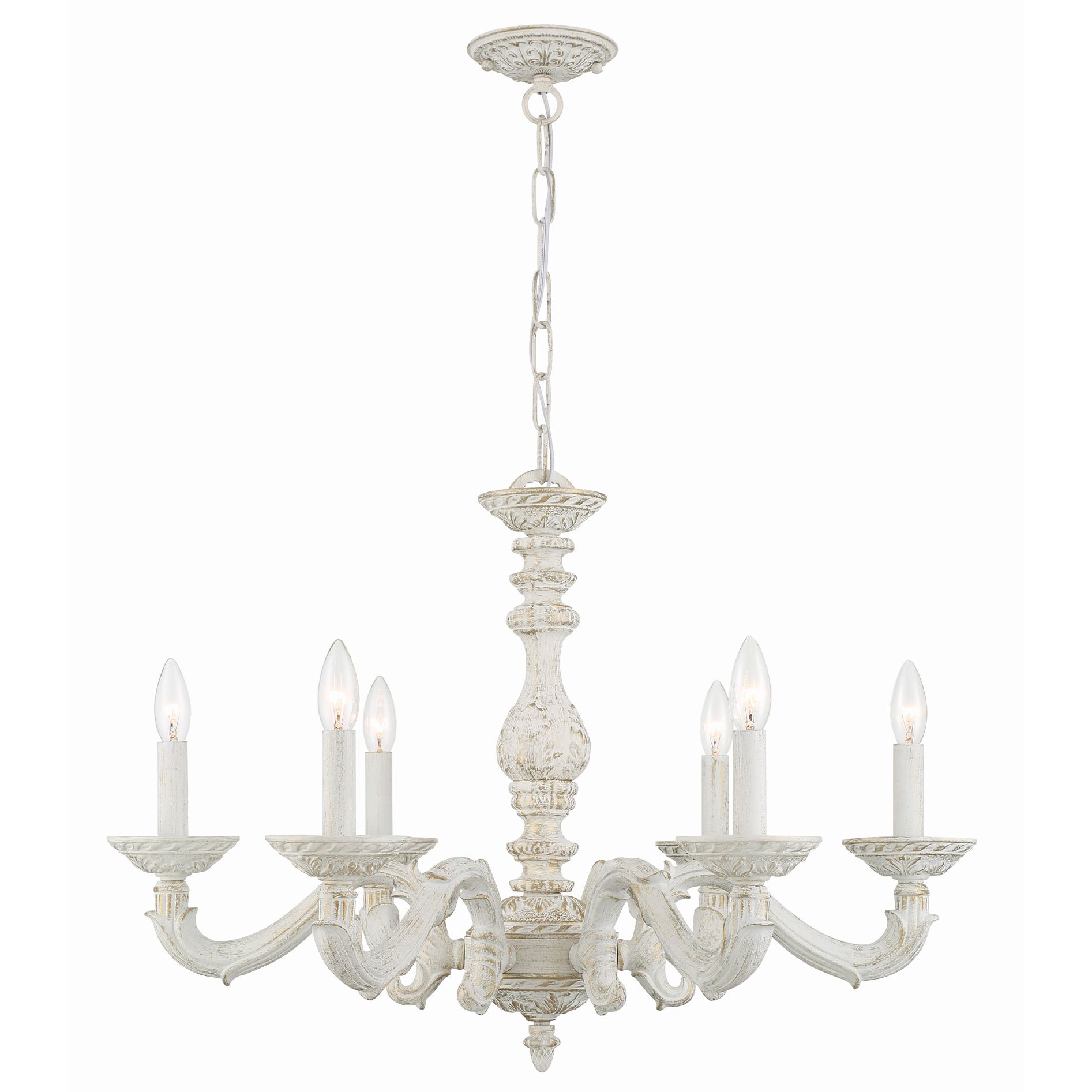 Sutton 28" Wide Antique White and Gold Chandelier
