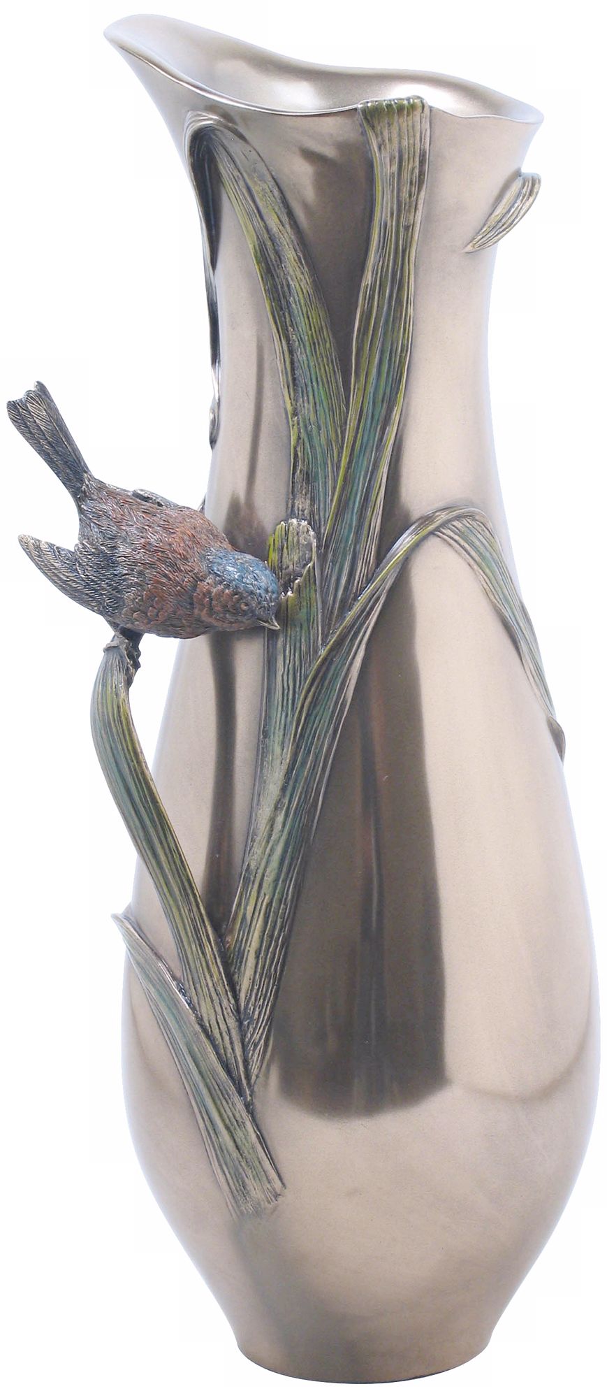 Reed and Blue Tit Bronze Vase