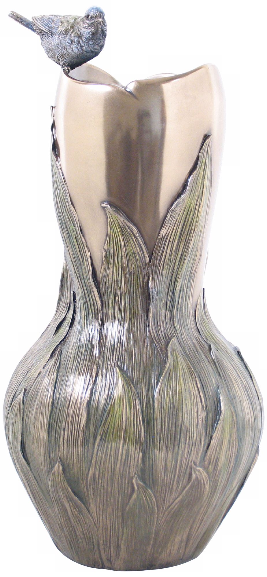 Orchid and Blue Tit Bronze Vase