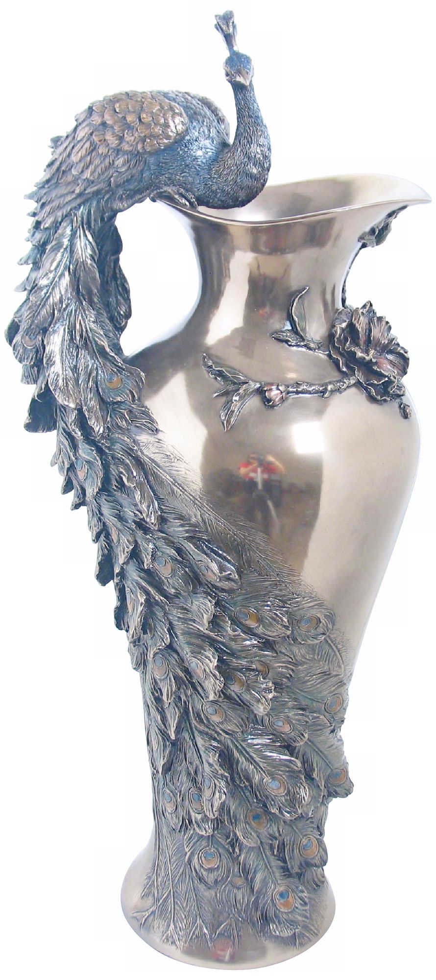 Prunus and Peacock Cast Bronze Vase