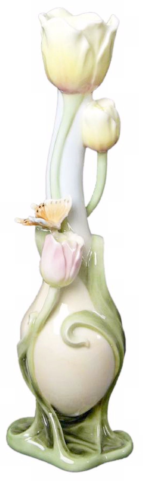 Slim Blue and Green Porcelain Tulip Vase
