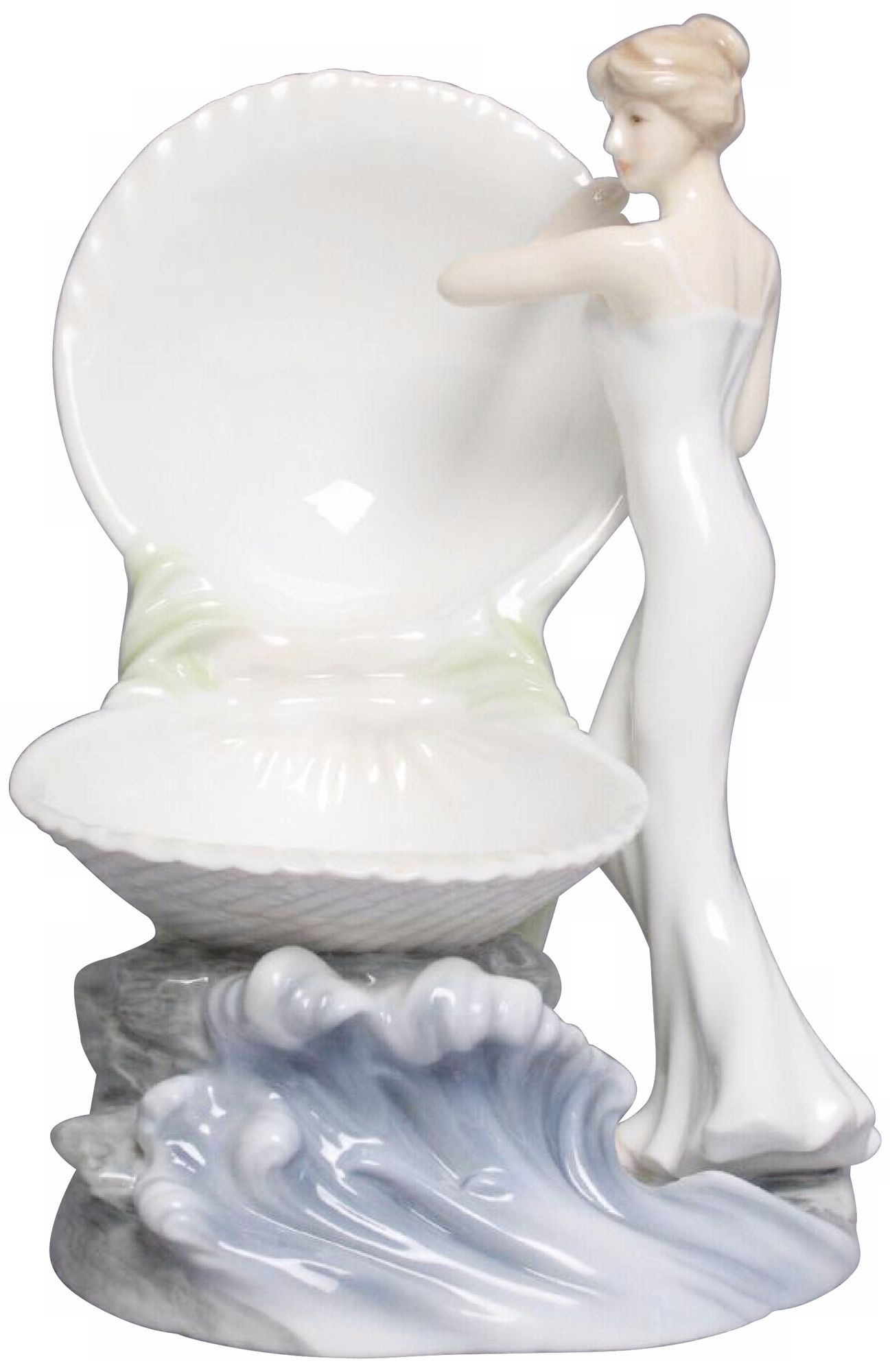 Woman and Clam Shell Ivory Porcelain Jewelry Tray