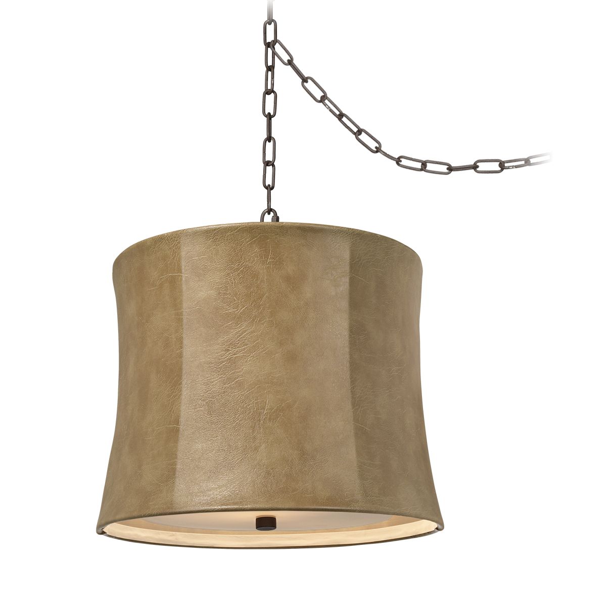 Dyer Bronze 14" Wide Faux Leather Shade Chandelier