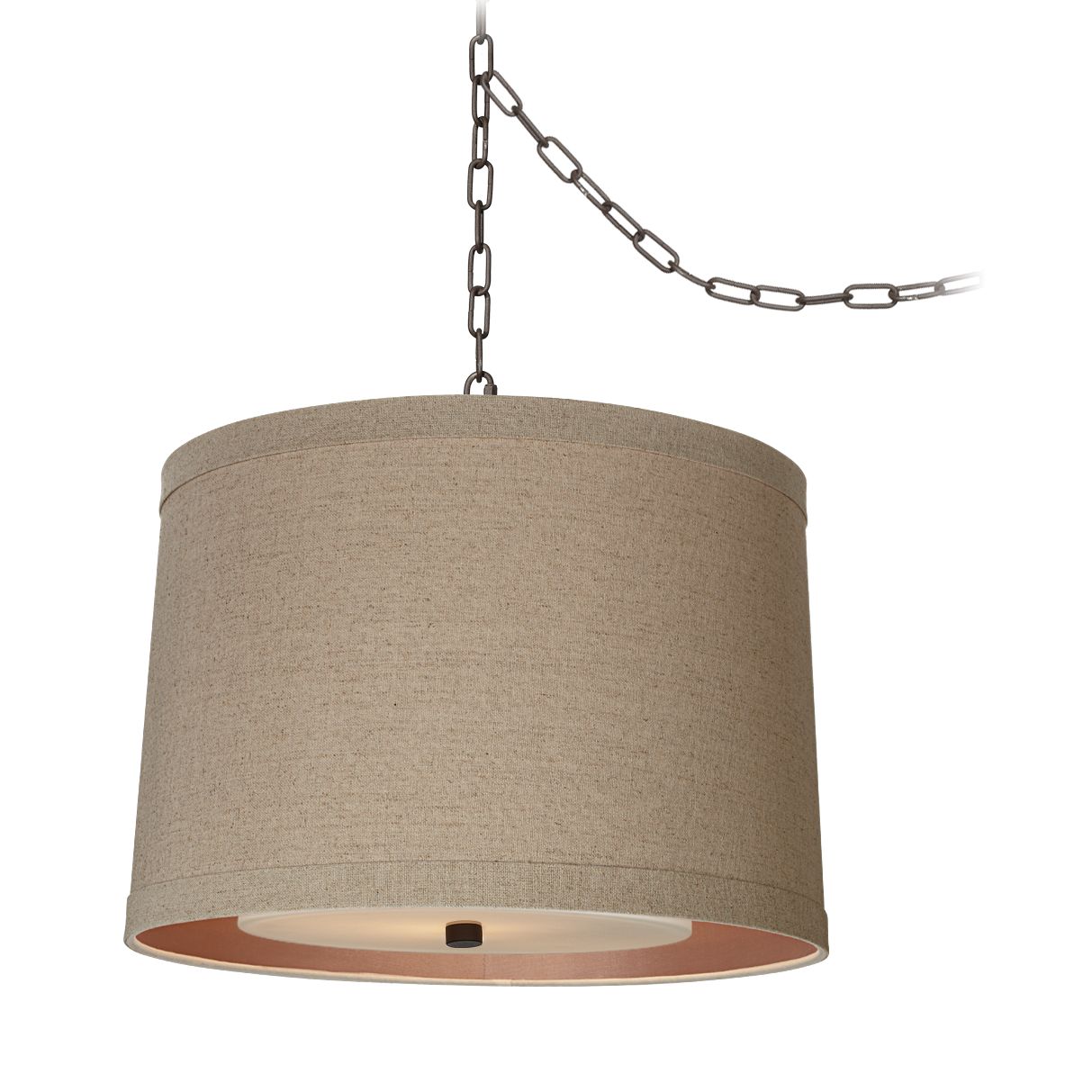Dyer Bronze 16" Wide Natural Linen Shade Chandelier
