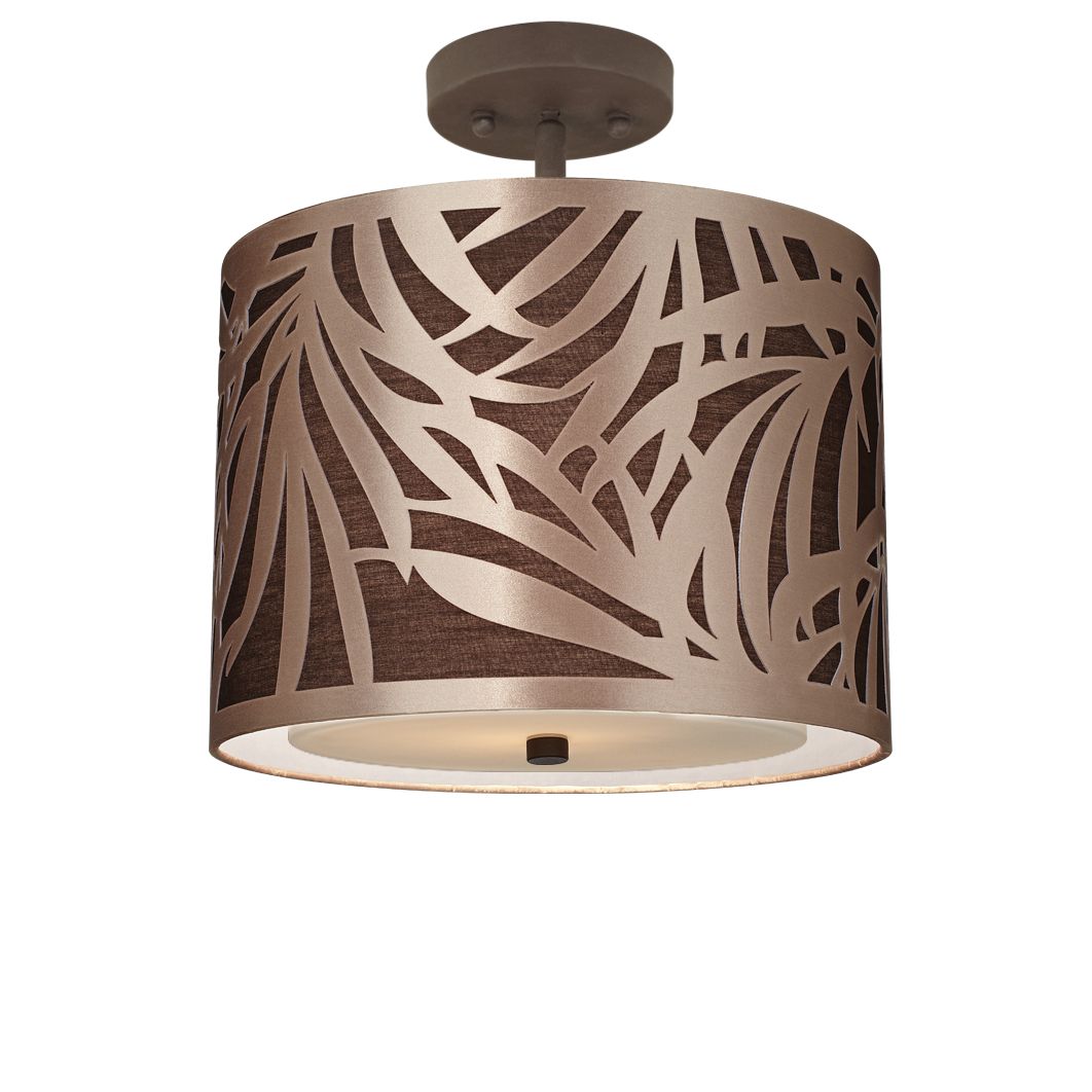 Triopical Drum 13 1/2" Wide Bronze Ceiling Light