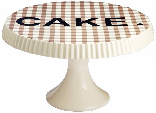 "Cake" Gingham Stoneware Cake Plate