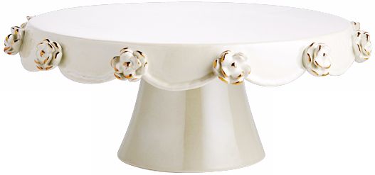 Oyster Roses Earthenware Cake Plate