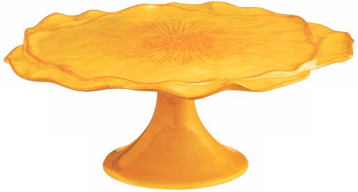 Large Petal Sunflower Yellow Earthenware Cake Plate