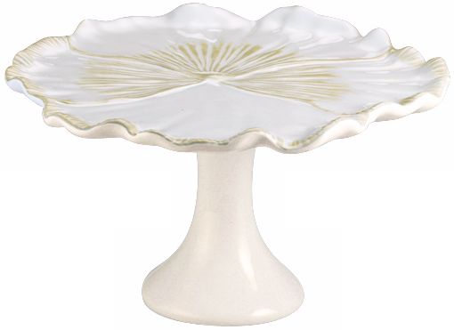 Large Pansy Linen White Earthenware Cake Plate