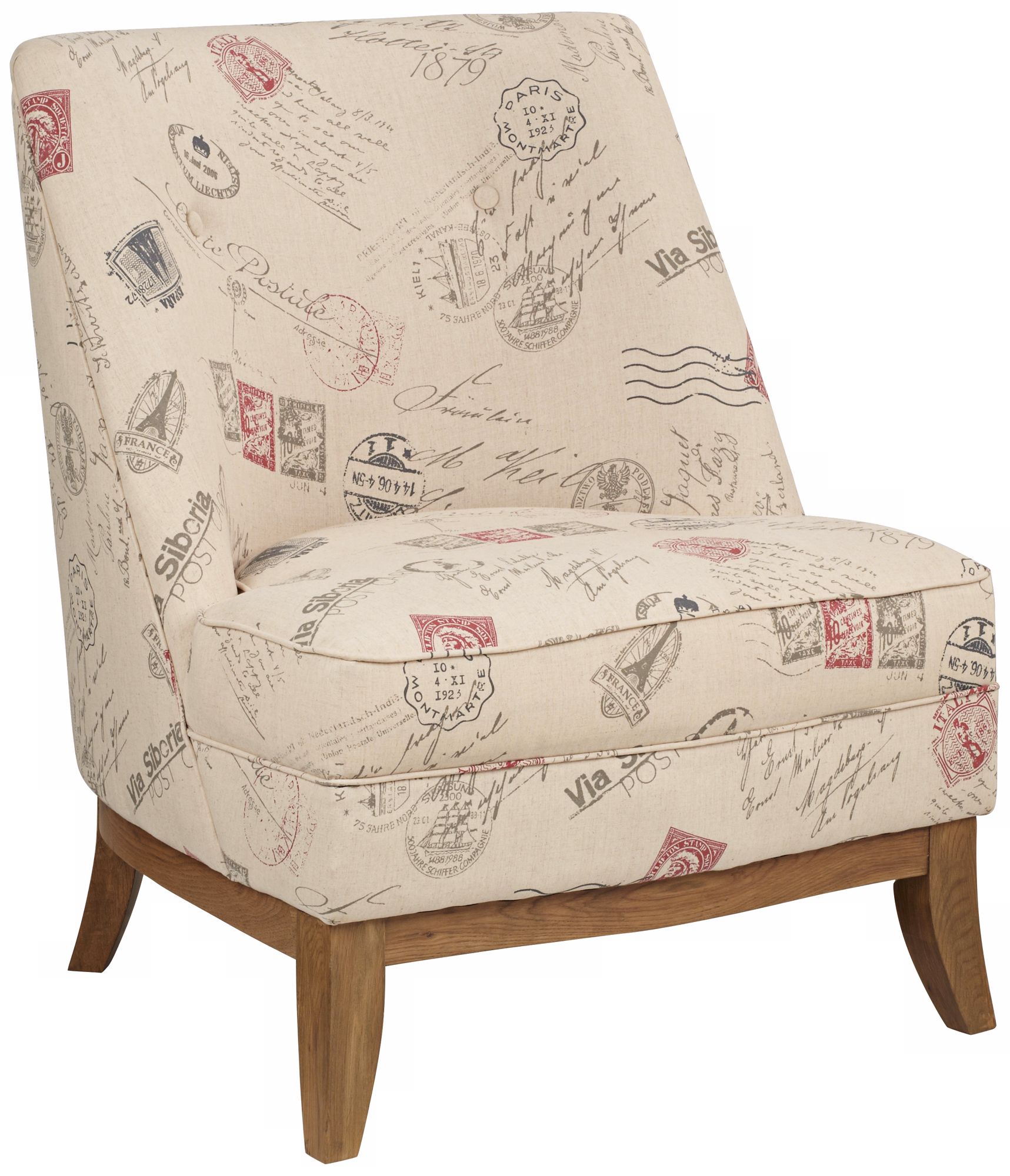 Postal Stamp Armless Accent Chair
