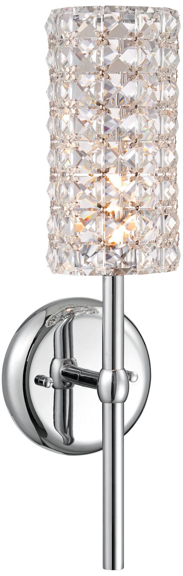 Crystal Cylinder 16" High Chrome Wall Sconce