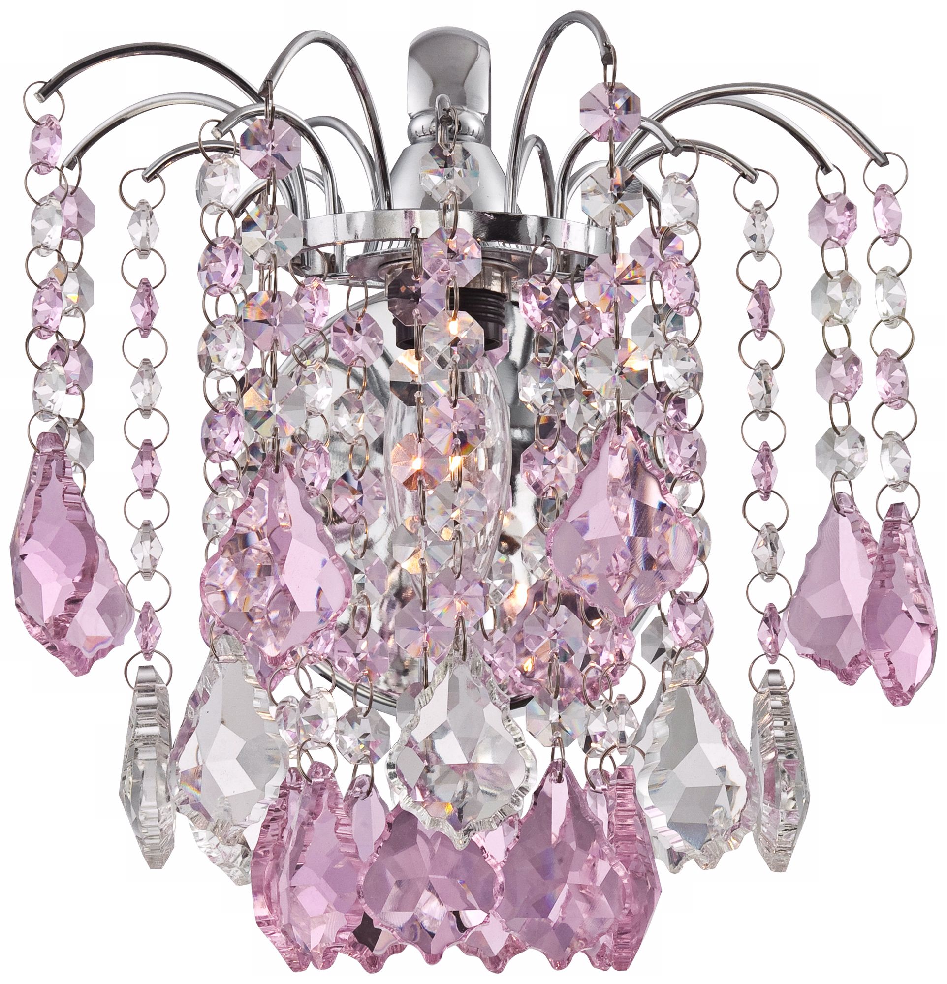 Nicolli Pink Crystal 10" High Chrome Wall Sconce