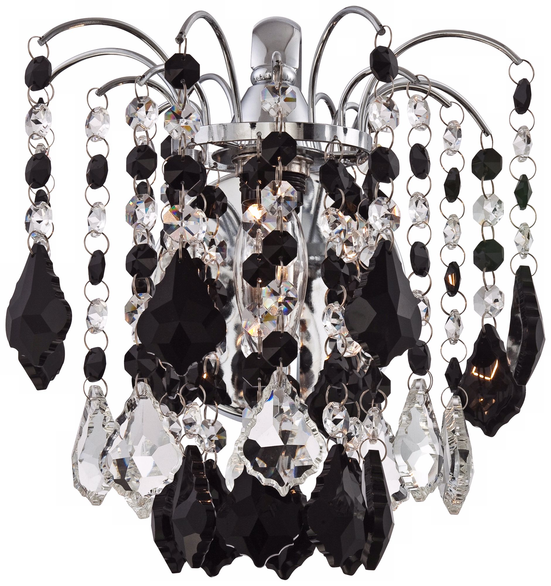 Nicolli Black Crystal 10" High Chrome Wall Sconce