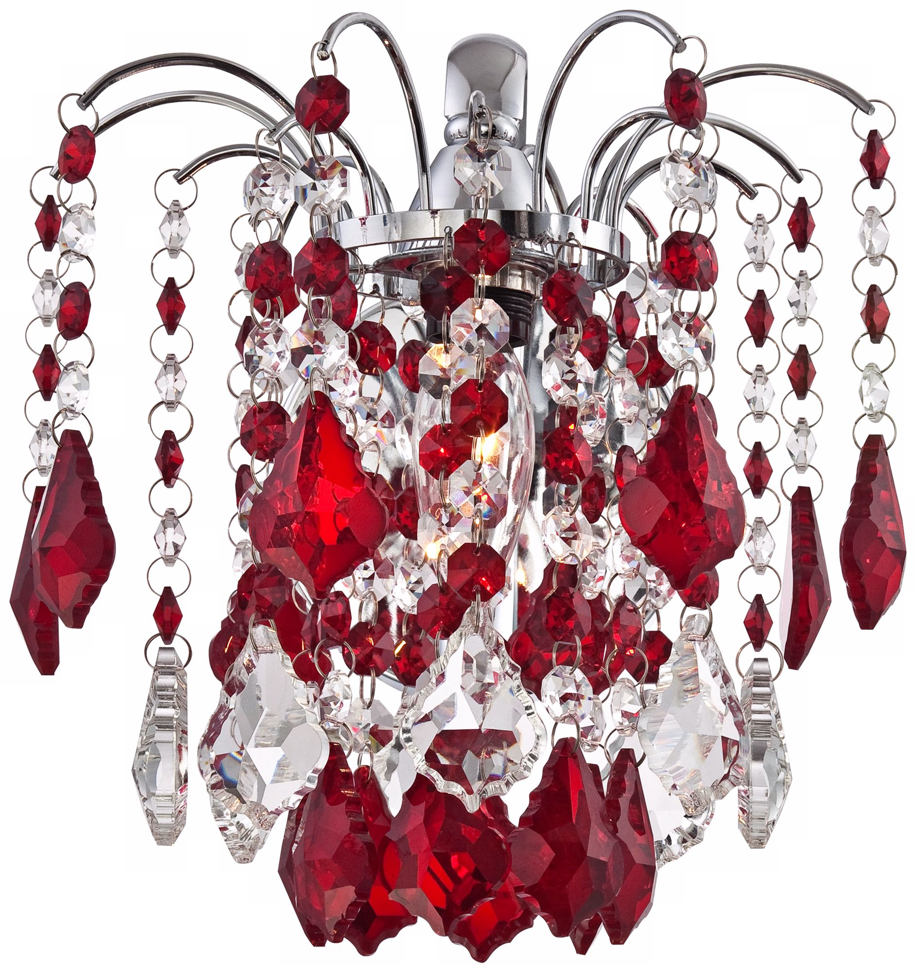 Nicolli Red Crystal 10" High Chrome Wall Sconce