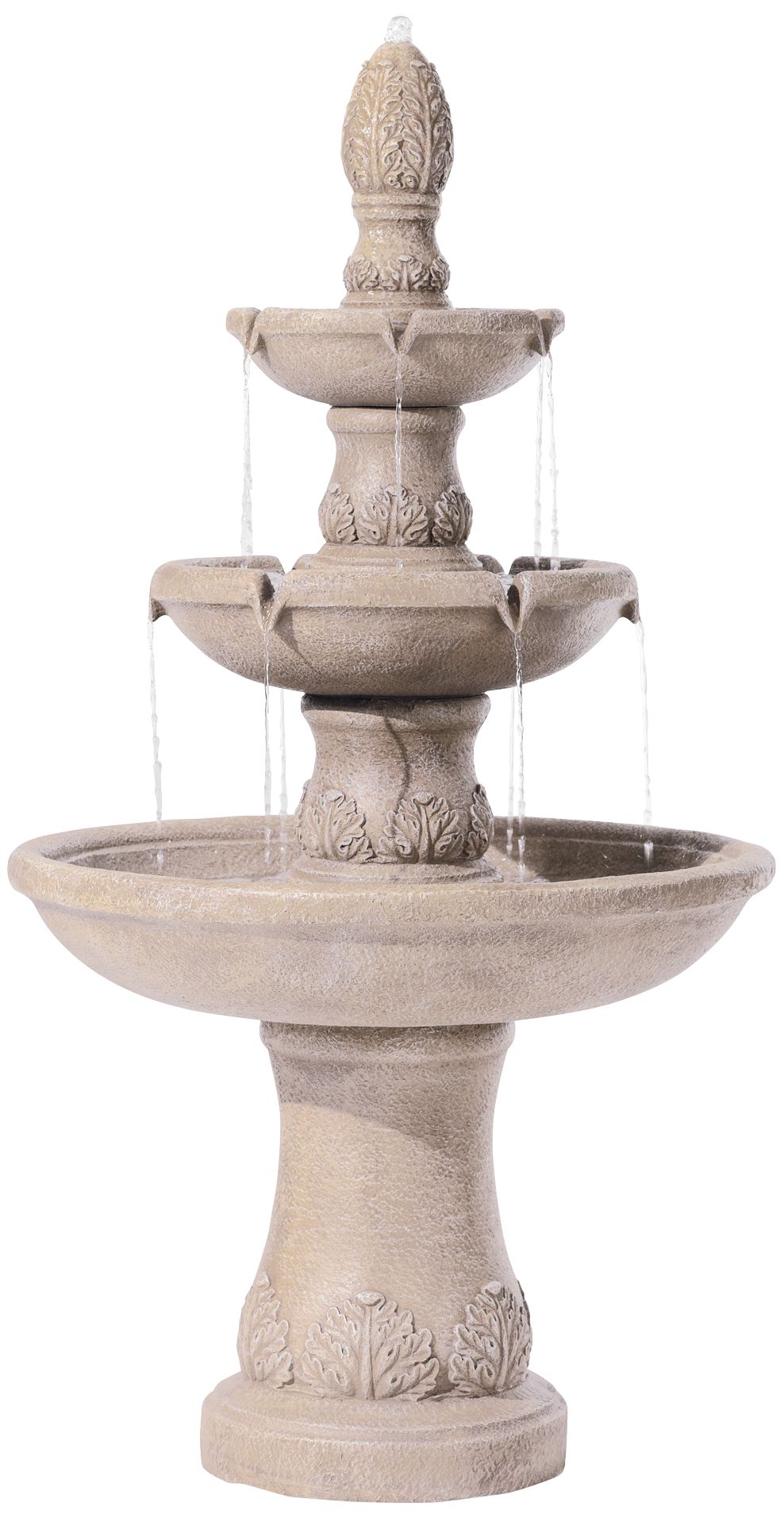 Three Tier 57" High Tan Indoor - Outdoor Floor Fountain