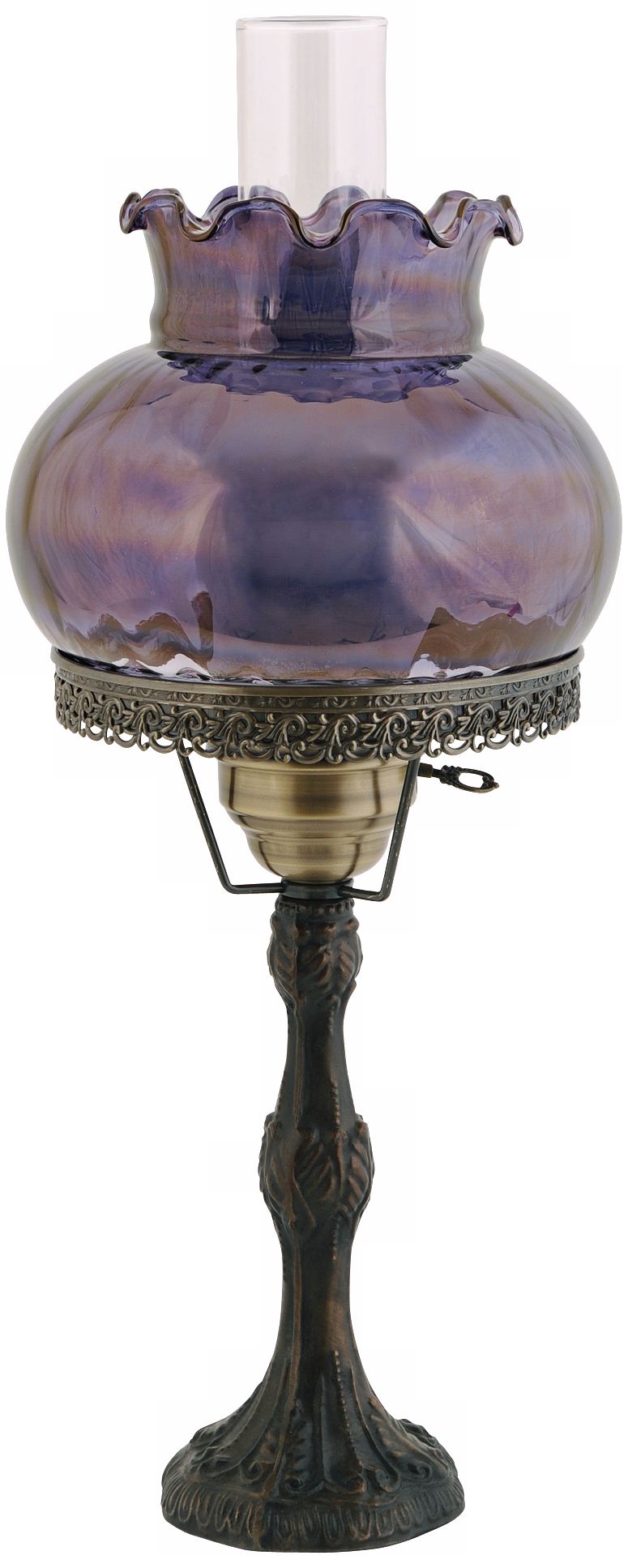 Rhombus Optic Grape Shade Brass Hurricane Table Lamp