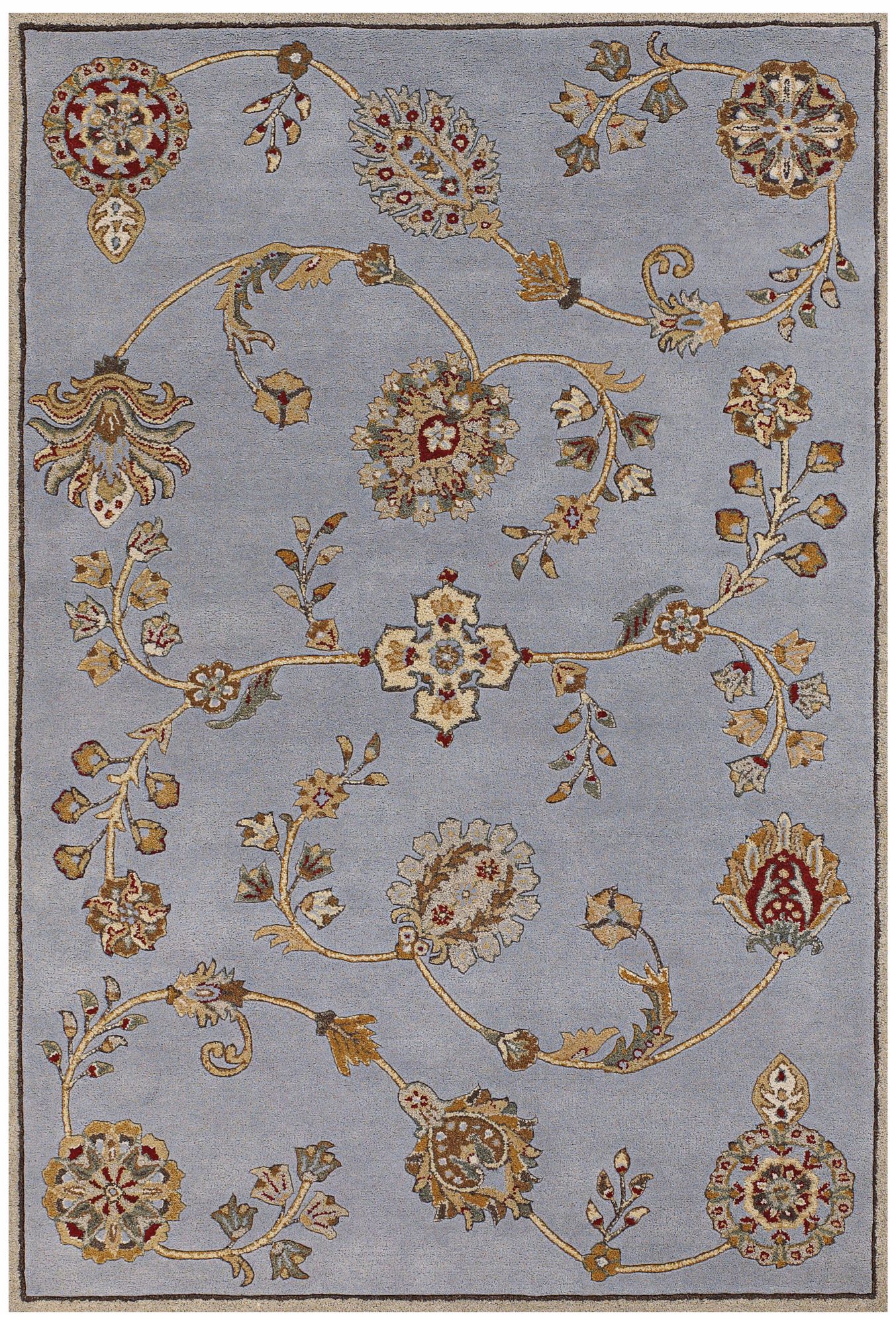 Dynasty 9108 Beijing Garden Steel Blue Area Rug