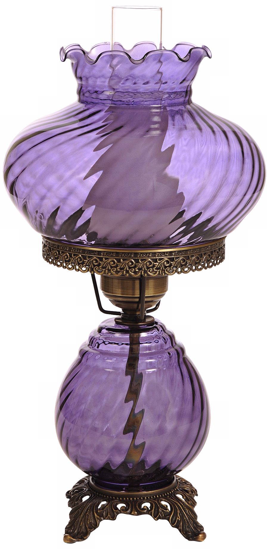 Grape Swirl Optic Shade Night Light Hurricane Table Lamp