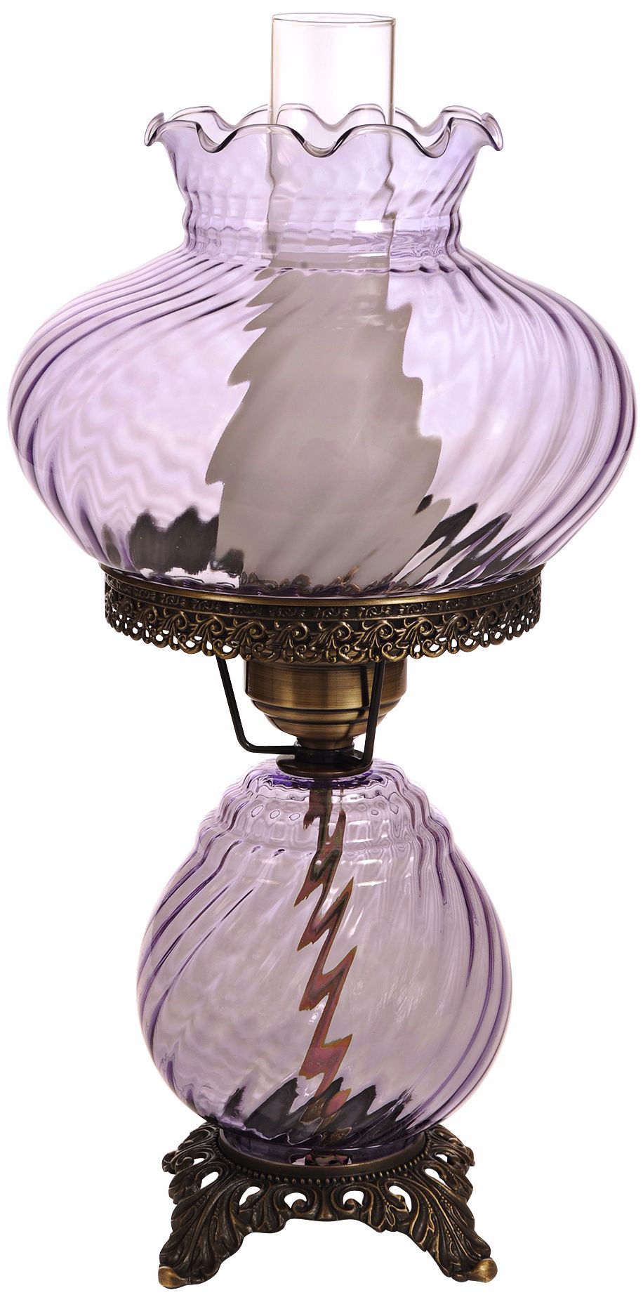 Violet Swirl Optic Shade Night Light Hurricane Table Lamp