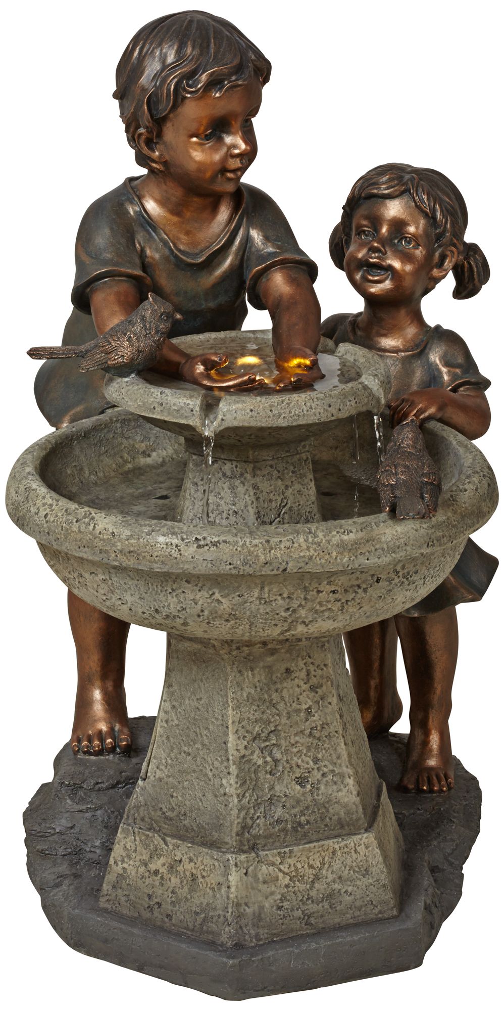 Little Boy and Girl 28" High LED Indoor - Outdoor Fountain