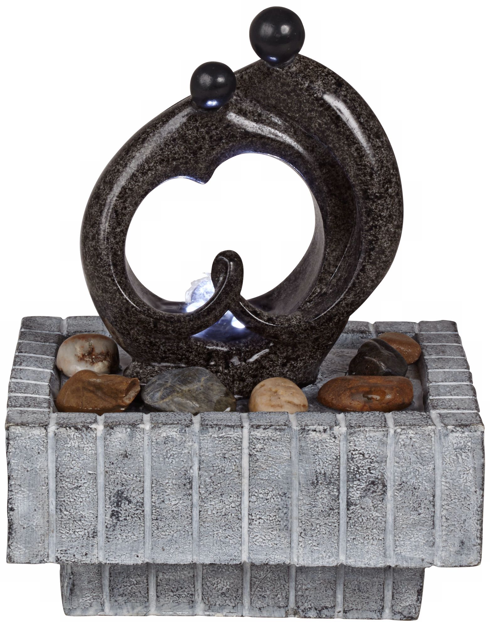 Embracing Couple Modern LED Indoor Table Fountain