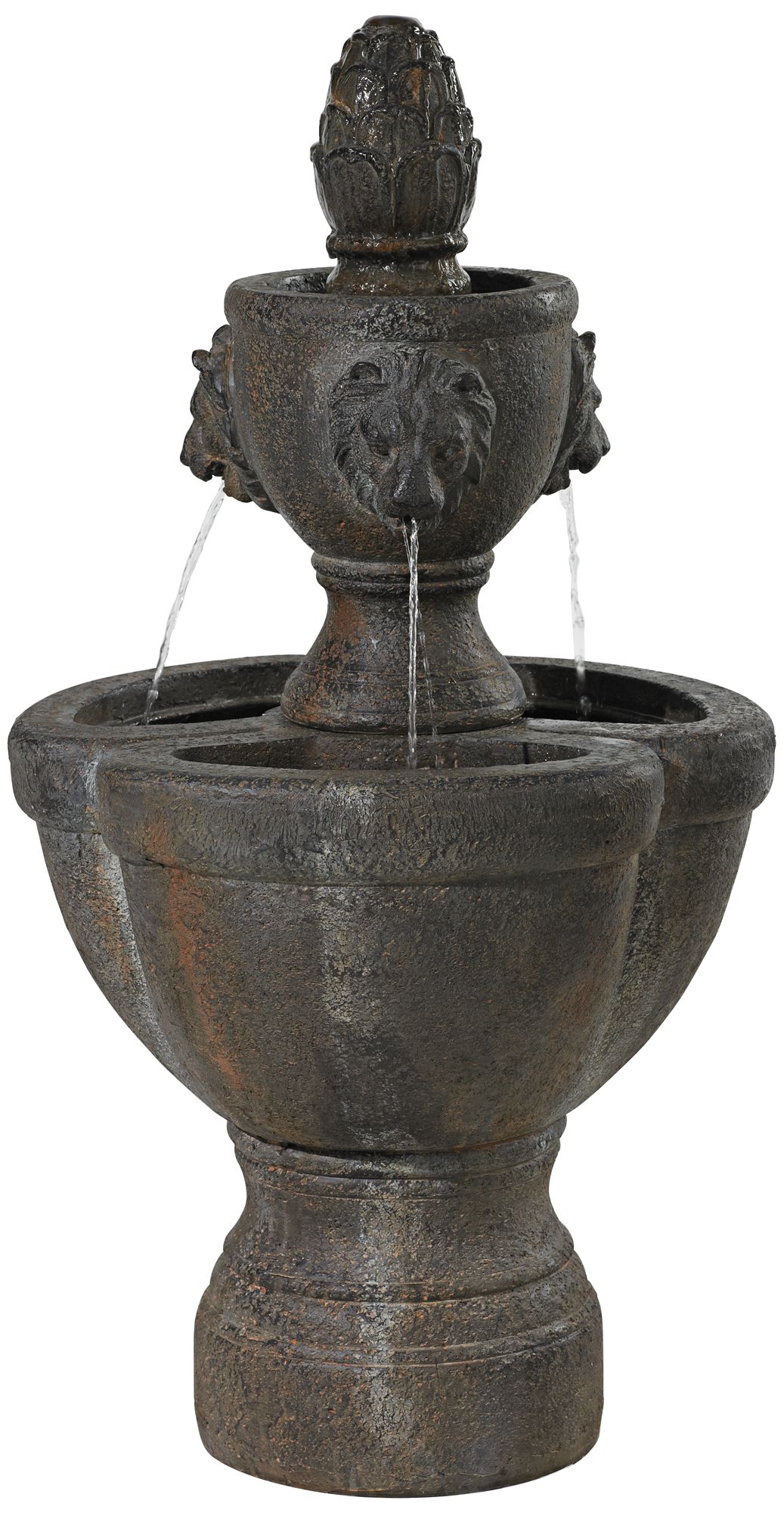 Lion Head 32" High 2-Tier Floor Fountain