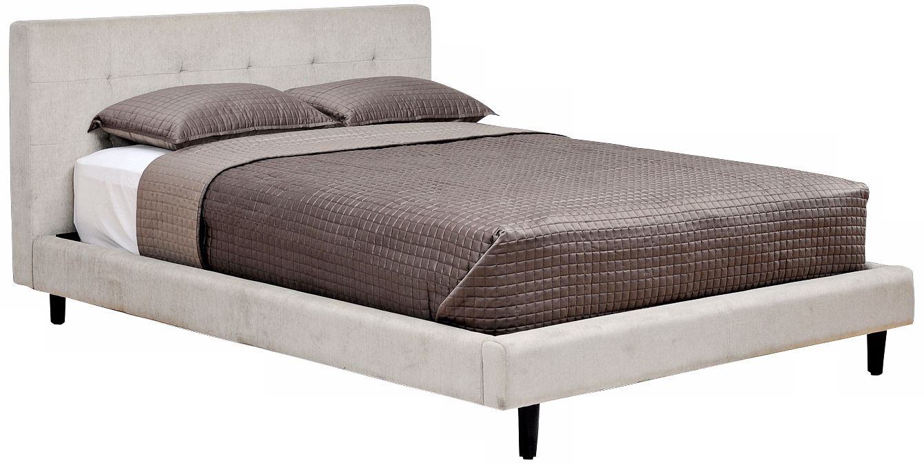 Margo Beige Twill Fabric Queen Bed